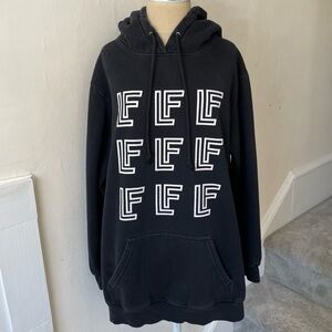 LF Black Cotton Blend Logo Graphic Oversized Hoodie Sweatshirt Size Small